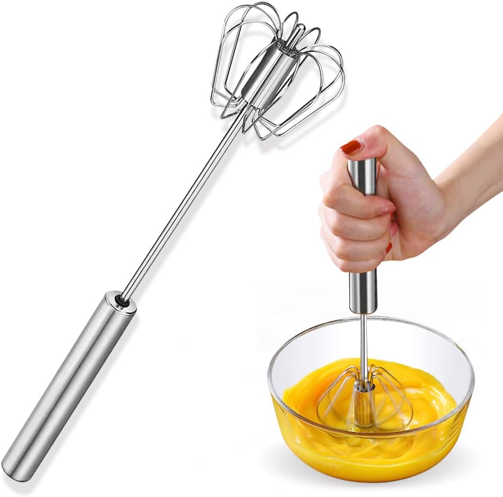 Stainless Steel Eggbeater,egg scrambler,hand mixer, Rotating Semi-Automatic Eggbeater, Allows you to stir Easily Without Feeling Tired, Used for Making Cream of Egg Beater