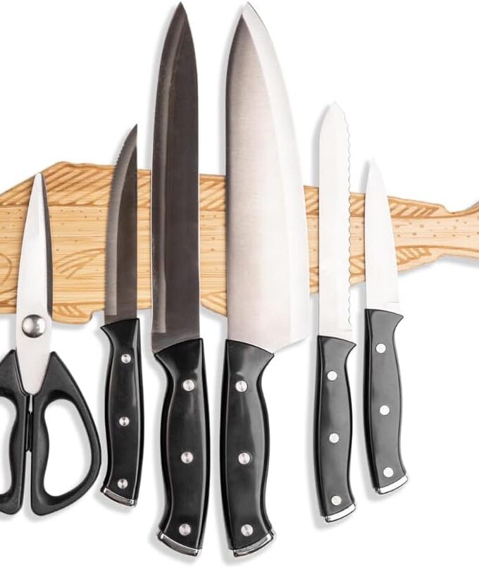 Premium Mangetic Knife Holder for Wall - Strong Heavy-Duty 16 Inch Engraved Magnet for Knives - Wall or Refrigerator Kitchen Magnetic Knife Stripe - Designed in U.S.