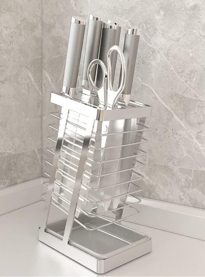 Stainless Steel Knife Block without knives,Knife Holder for Kitchen Counter, Kitchen Knife Organizer Stand