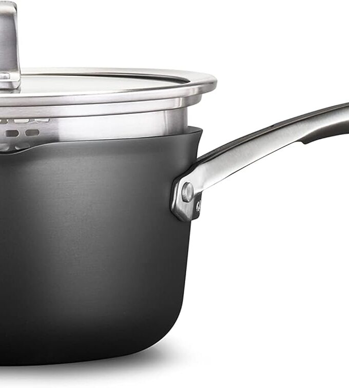 Hard-Anodized Nonstick 3.5-Quart Saucepan with Lid, Black