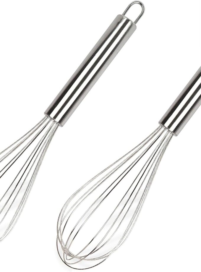 Manual Egg Whisk, 2 Pcs 6 Inch Long Stainless Steel Egg Beater for Bread, Cake and Cooking (6 inch)