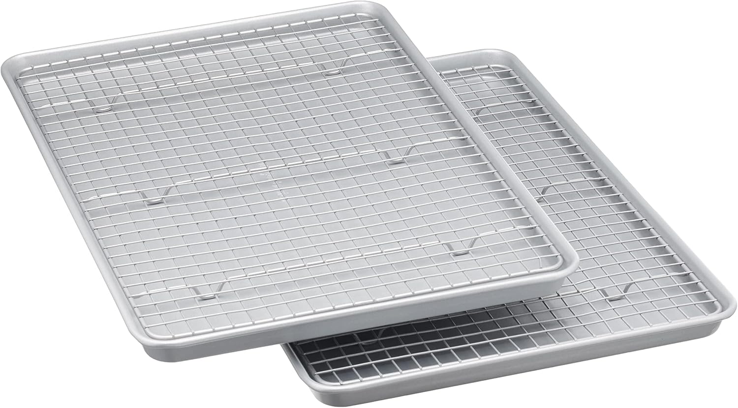Ceramic Nonstick Baking Sheets & Cooling Rack Set, Non-Toxic, Half Sheet Size, 2-Pack, Gray