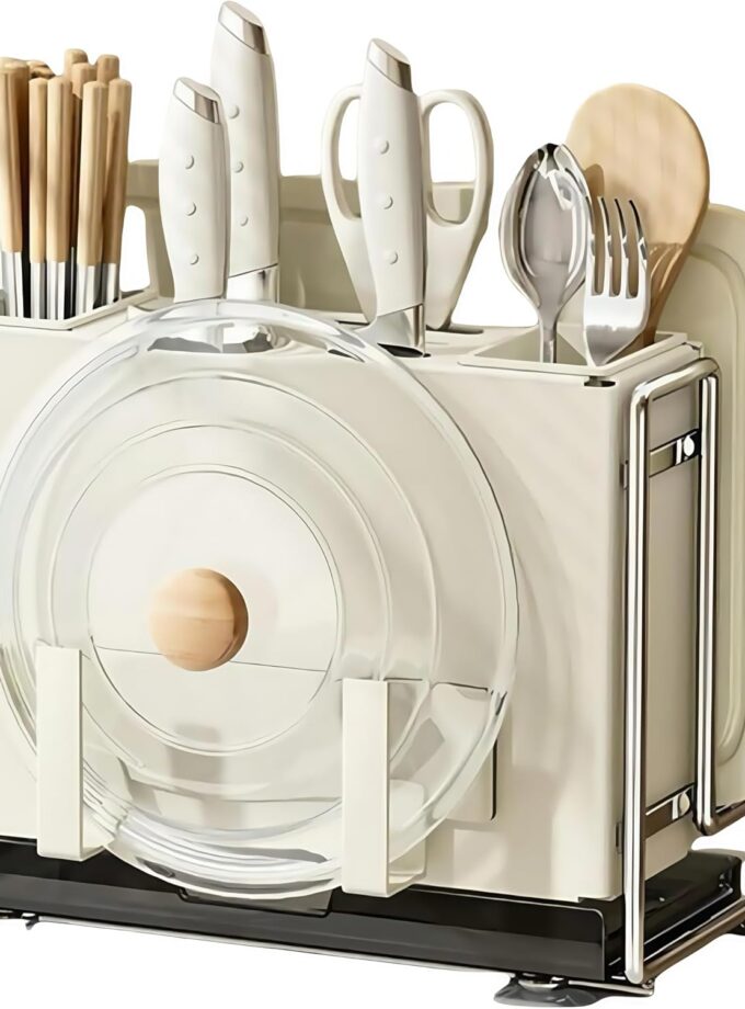 Universal Knife Block Holder,  Kitchen Knife Holder Storage Organizer, Kitchen Utensils Holder, Cutting Board Rack, Wall-mountable Dual-Use Large Volume Stable Knife Organizer 6 Slots