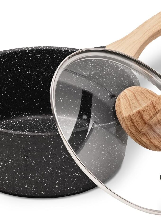 1.5 Quart Sauce Pan with Lid, Non Stick Small Pot with Coating,  Cookware Sauce Pot for Cooking,