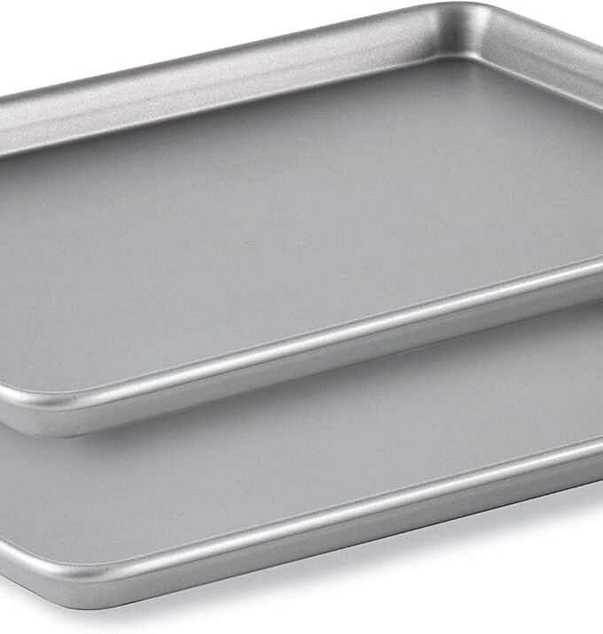 Premium Nonstick Baking Pans Set of 2, 12 x 17 inch, Silverware, Heavy Gauge Steel Core