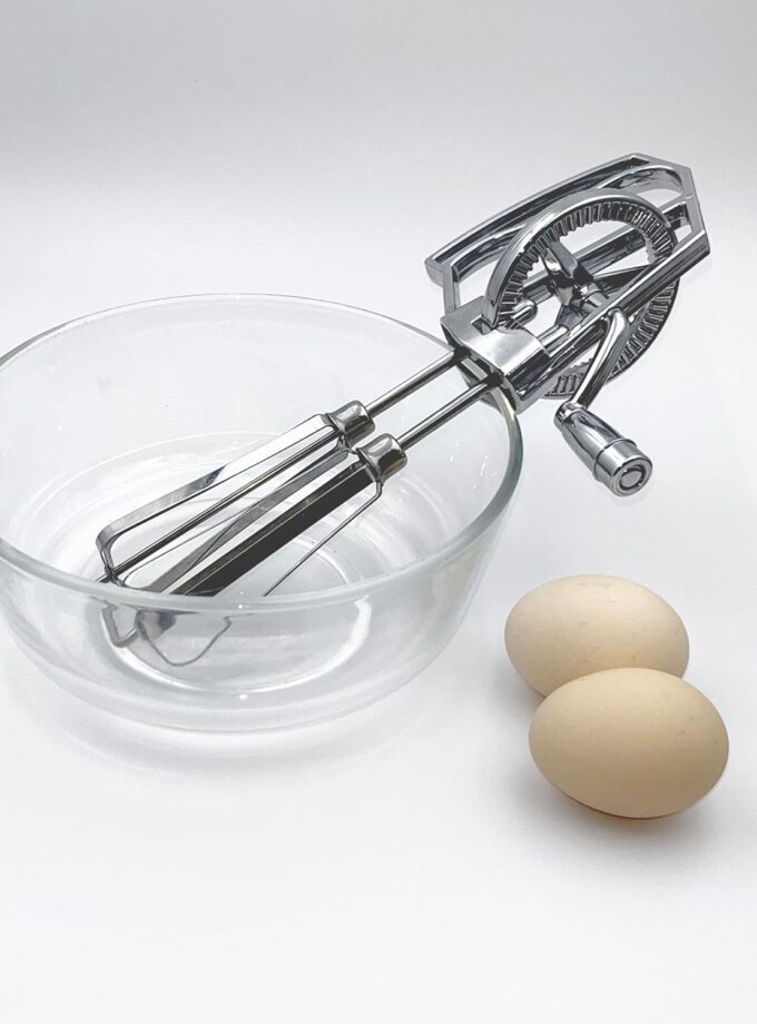 Manual Egg Beater Hand Crank Double Head Stainless Steel Whisk (1, Silver, Small)