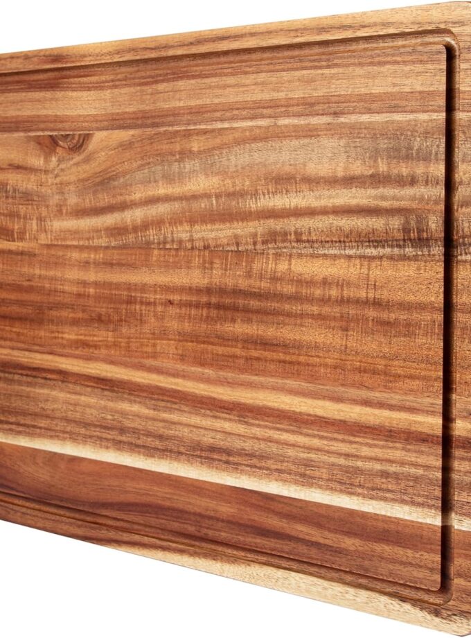 20 Inch Large Acacia Wood Cutting Board 1.5" Thick, Reversible Wooden Cutting Board for Kitchen, Charcuterie Board Cheese Board with Deep Groove, Chopping Board for Meat, Vegetables, Fruit
